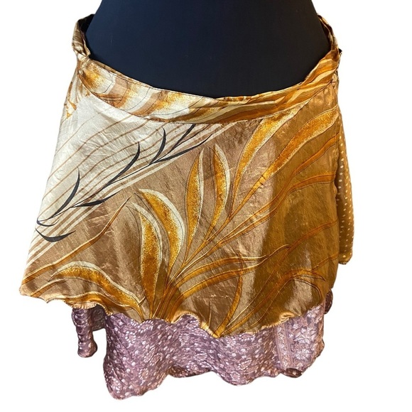 Kariza Designs Gold Purple Silk Reversible Wrap Skirt - Picture 13 of 16